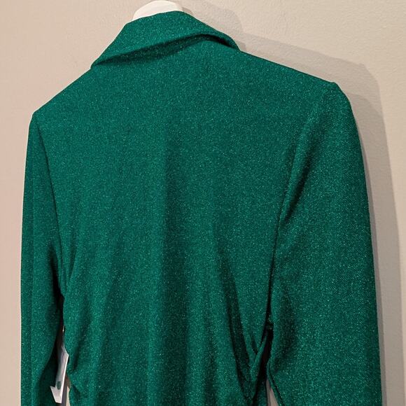 Good American Shirt Dress Green Sparkle NYE Festive Holiday Glam - Size 3(L) - Picture 4 of 8